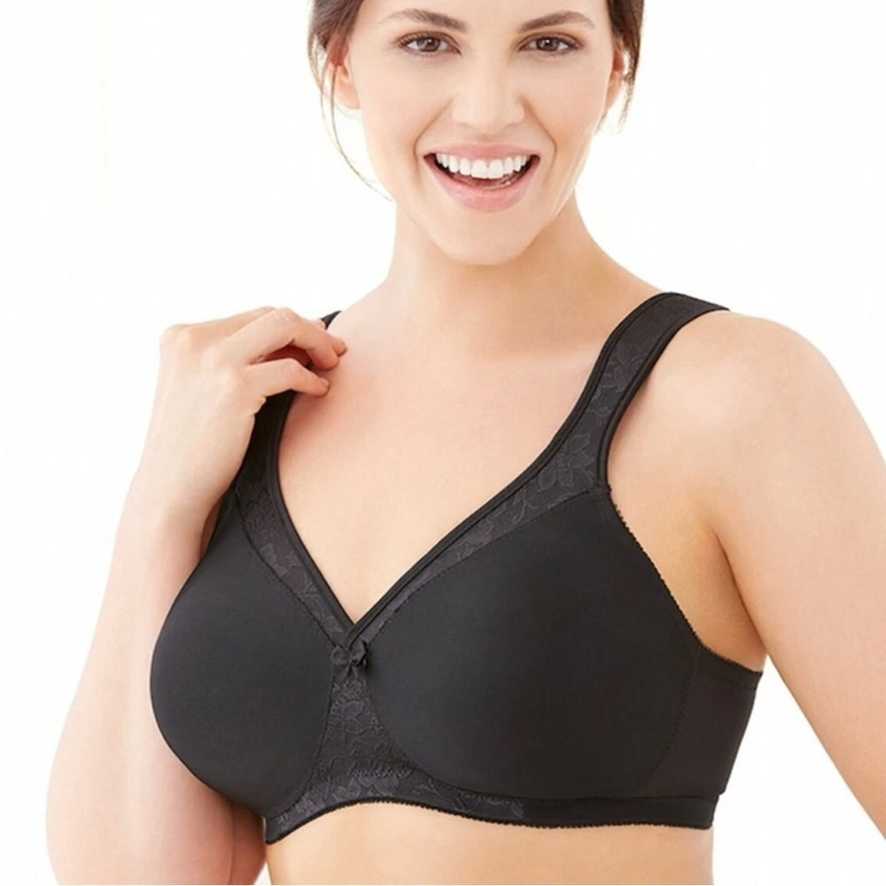Glamorise Wire Free  Magic Lift Seamless Support Bra Size 46G Soft Cup Black